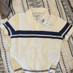 Abercrombie Kids Cream and Navy Striped Polo